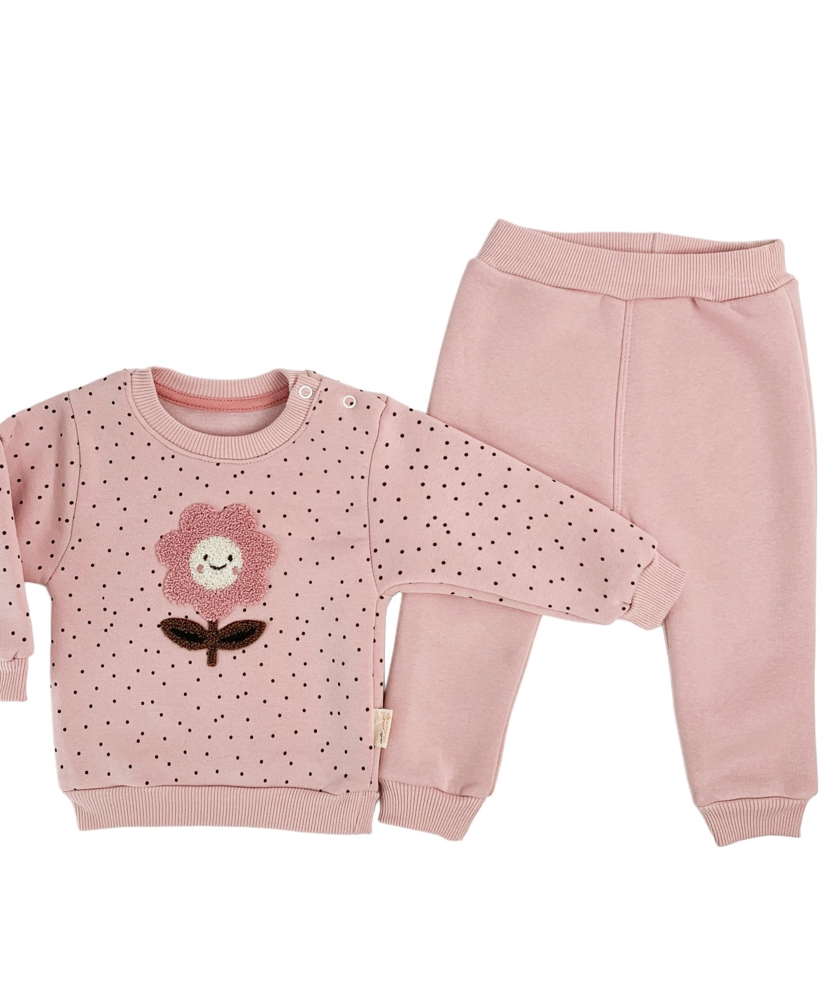Compleu Elena 2 piese - roz pal - Botez bebelusi