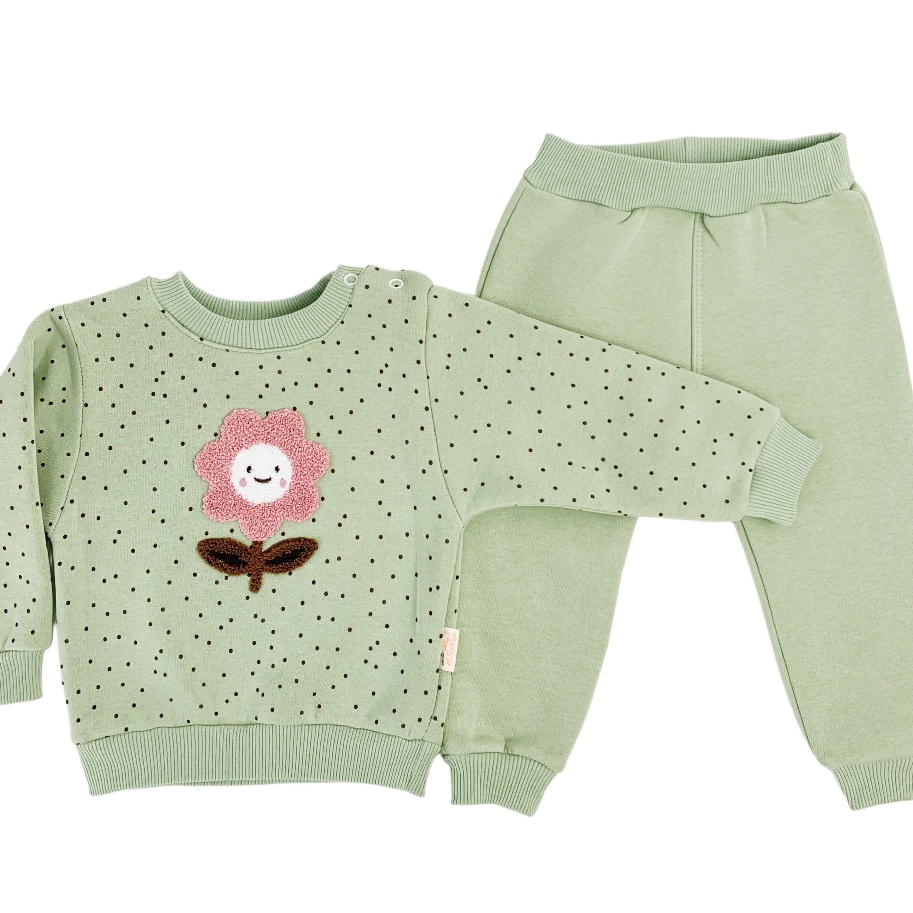 Compleu Elena 2 piese - verde - Botez bebelusi