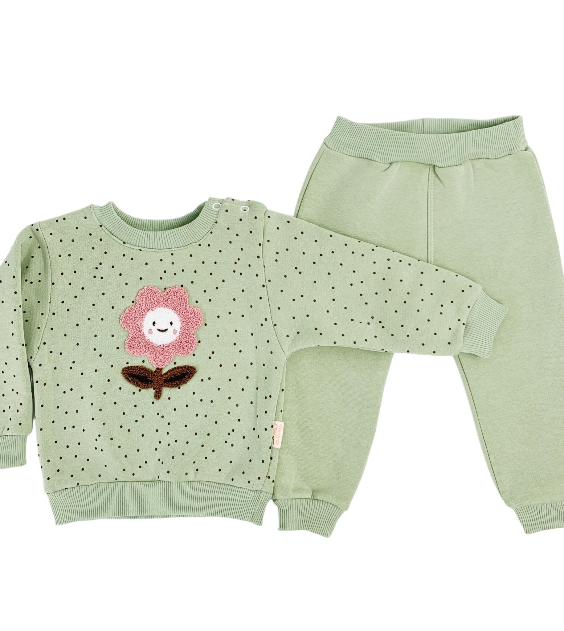 Compleu Elena 2 piese - verde - Botez bebelusi