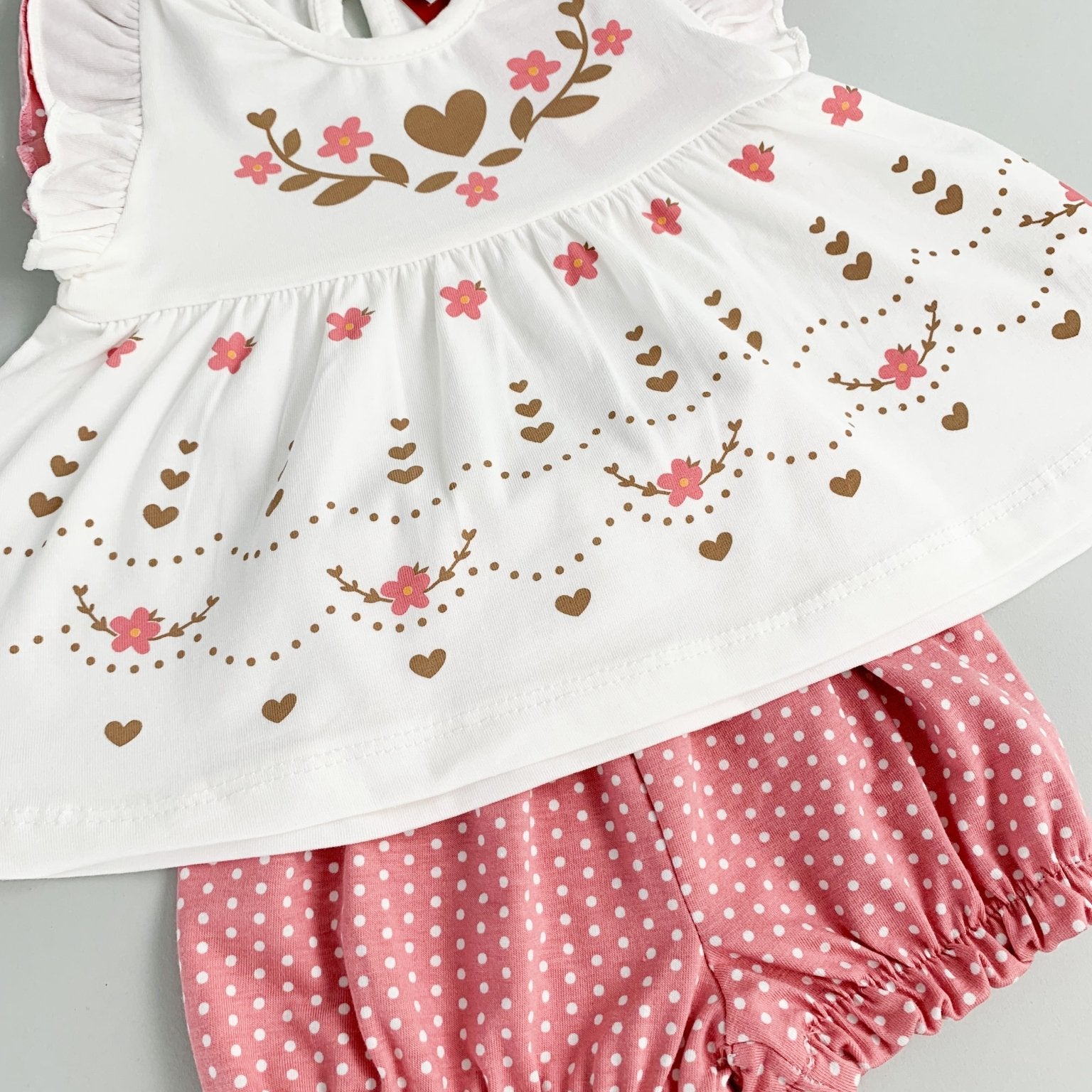 Compleu scurt cu inimioare - Botez bebelusi