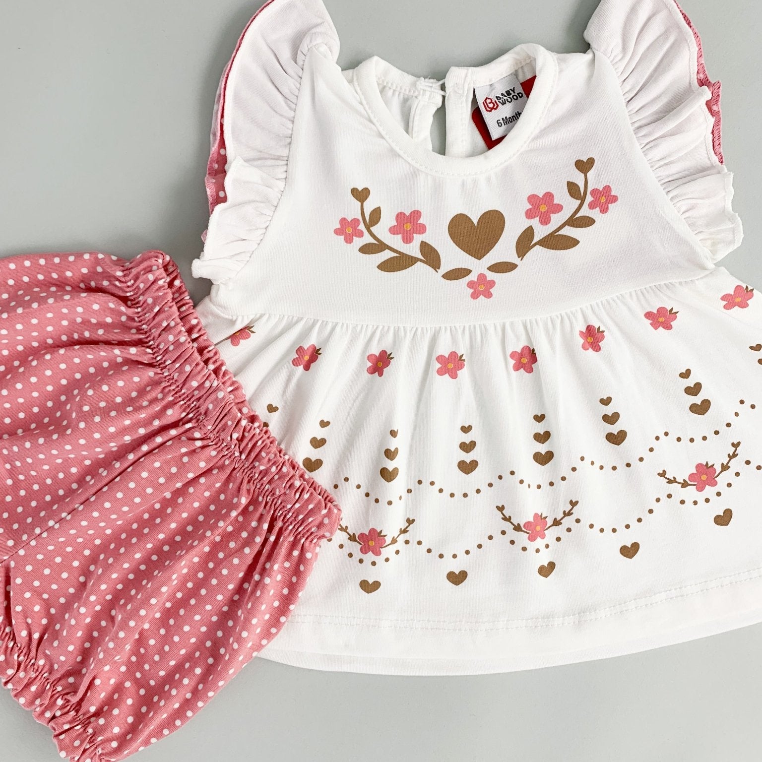 Compleu scurt cu inimioare - Botez bebelusi