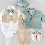 Costum botez baiat din In cu incaltaminte - Botez bebelusi