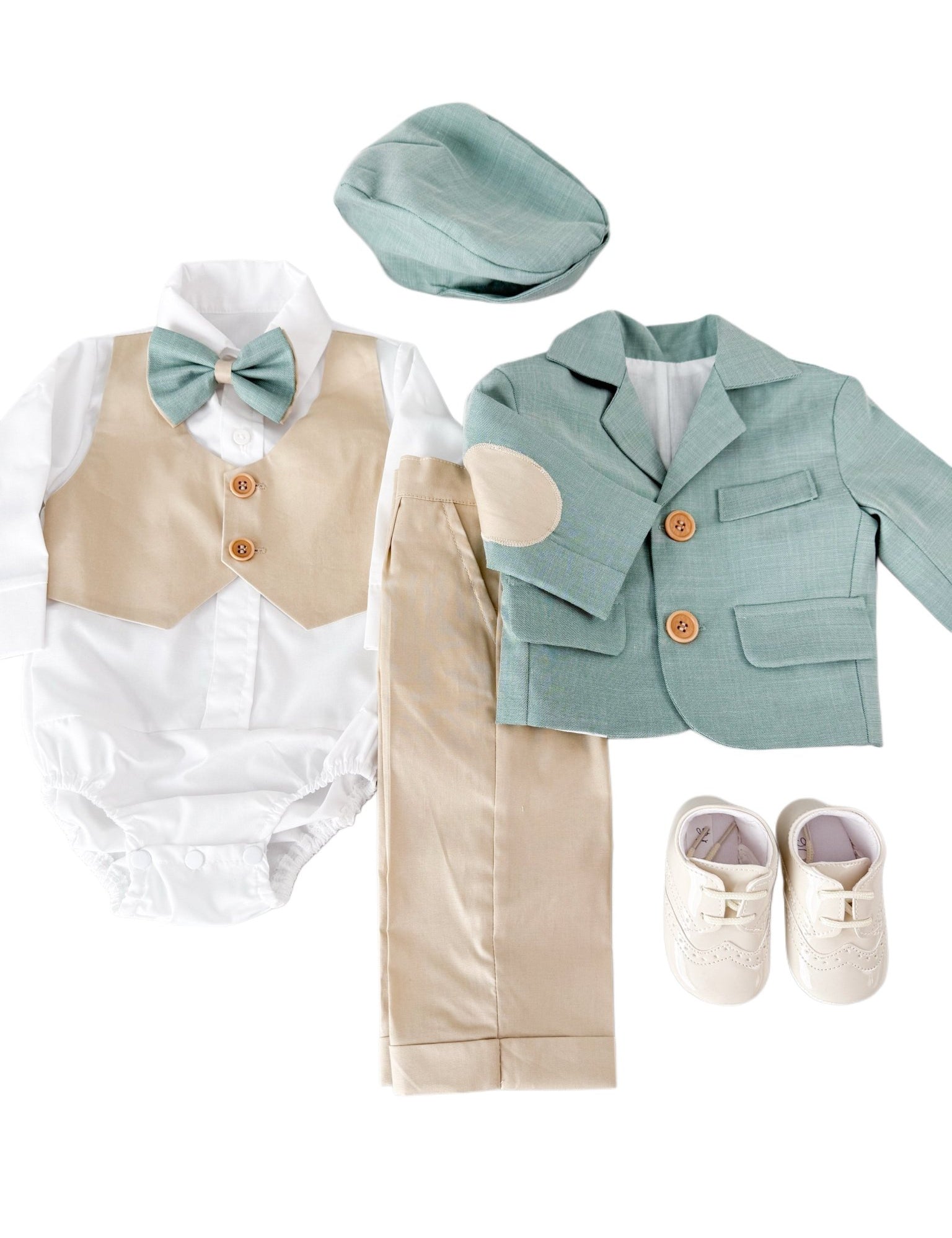 Costum botez baiat din In cu incaltaminte - Botez bebelusi
