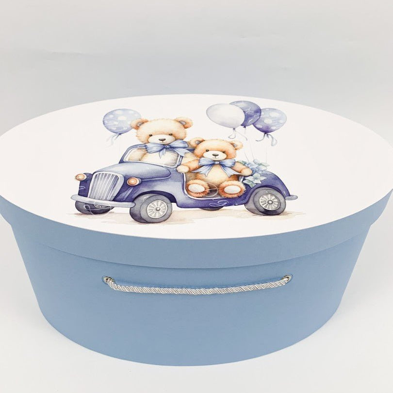 Cufar albastru cu ursuleti - Botez bebelusi