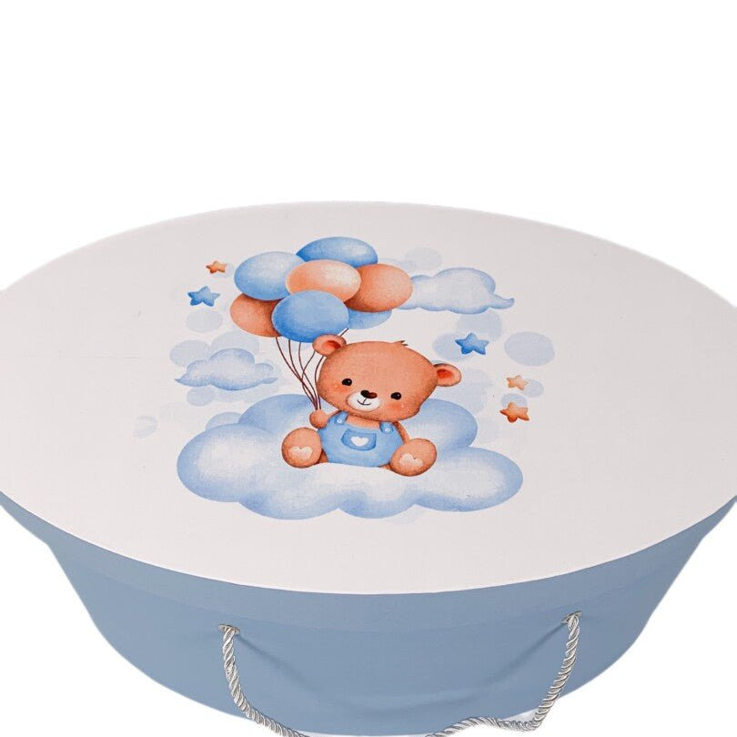 Cufar botez albastru cu ursulet - Botez bebelusi