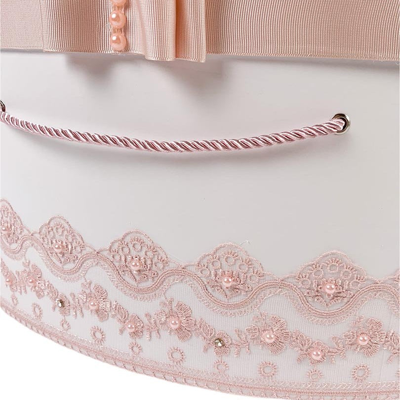 Cufar botez cu dantela roz - Botez bebelusi