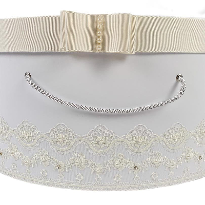 Cufar crem fetita cu perle si strasuri - Botez bebelusi