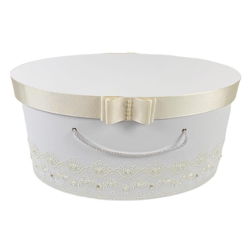 Cufar crem fetita cu perle si strasuri - Botez bebelusi