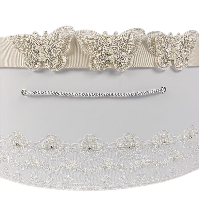 Cufar pentru botez cu fluturi crem - Botez bebelusi