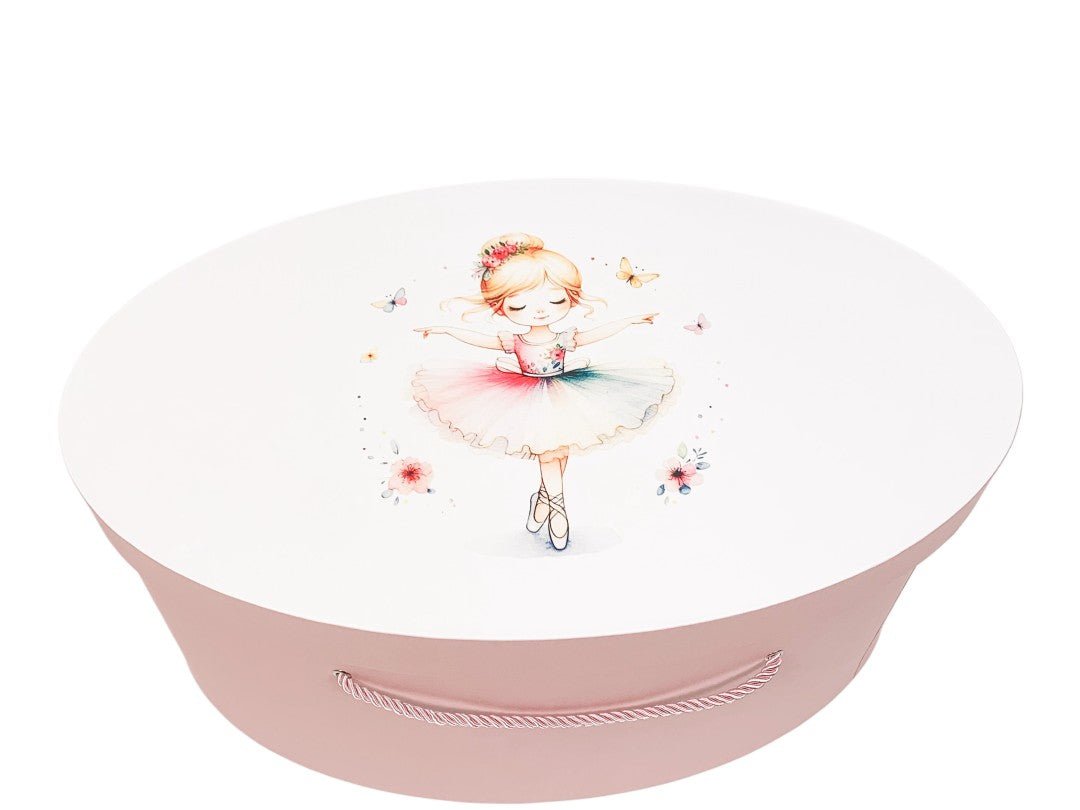 Cufar roz cu balerina personalizat - Botez bebelusi