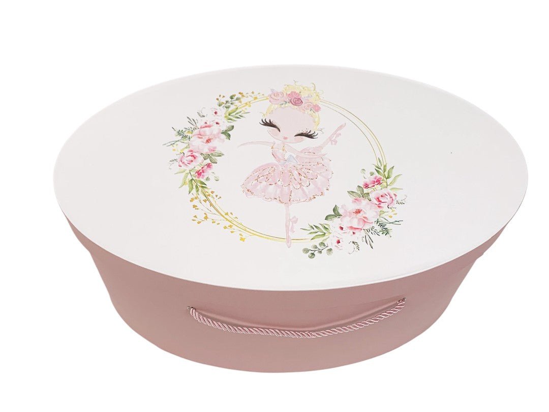 Cufar roz cu pisicuta balerina - Botez bebelusi