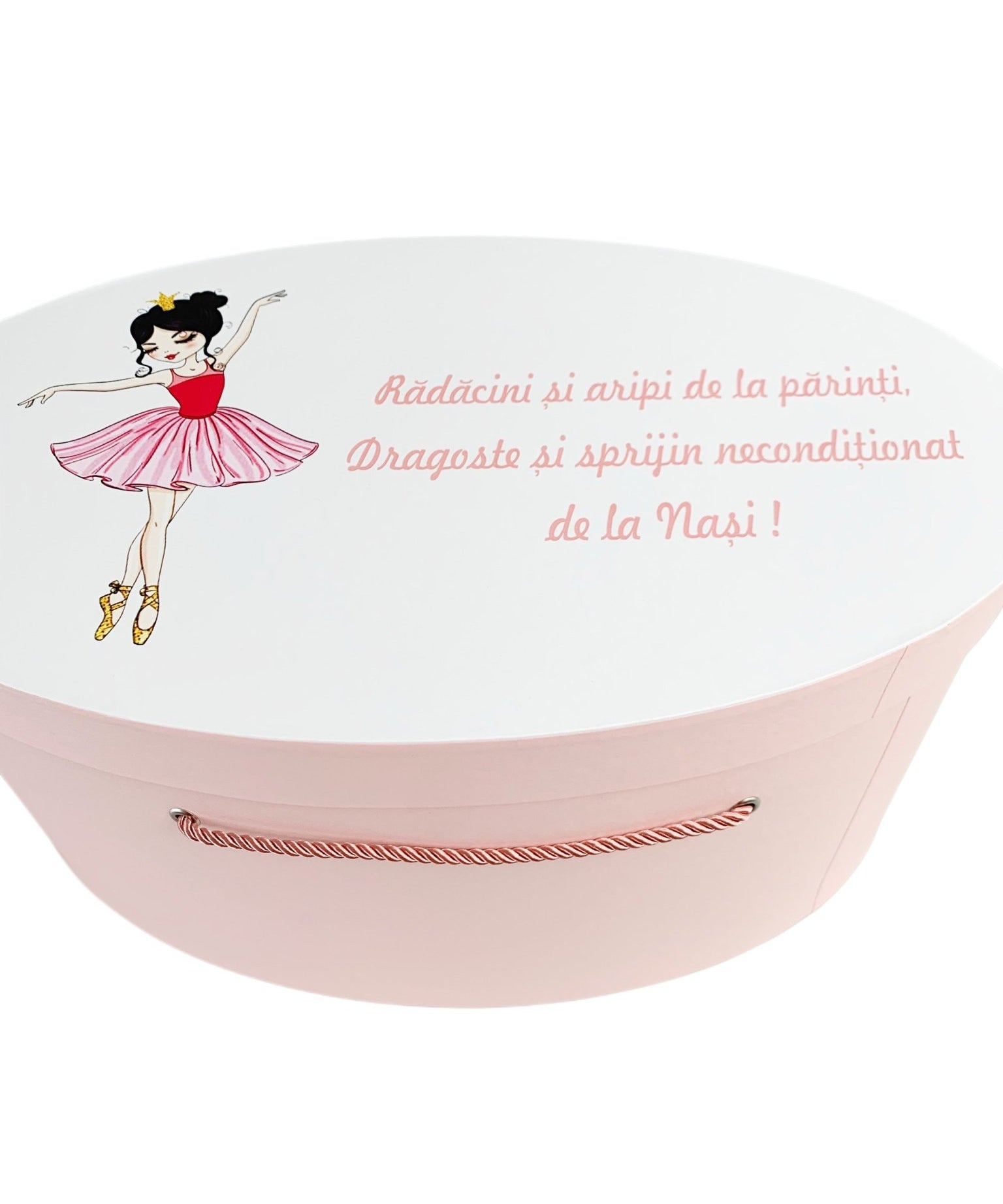 Cufar roz pal cu fetita dansatoare - Botez bebelusi
