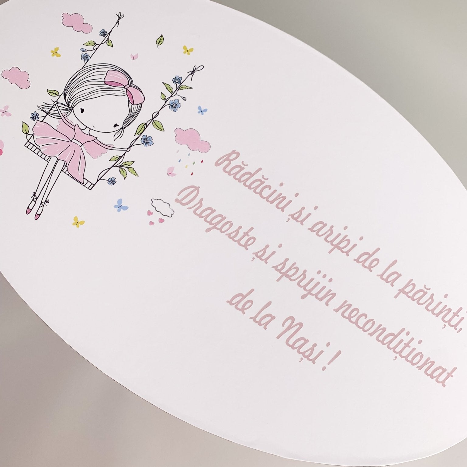 Cufar roz pal cu fetita in leagan - Botez bebelusi