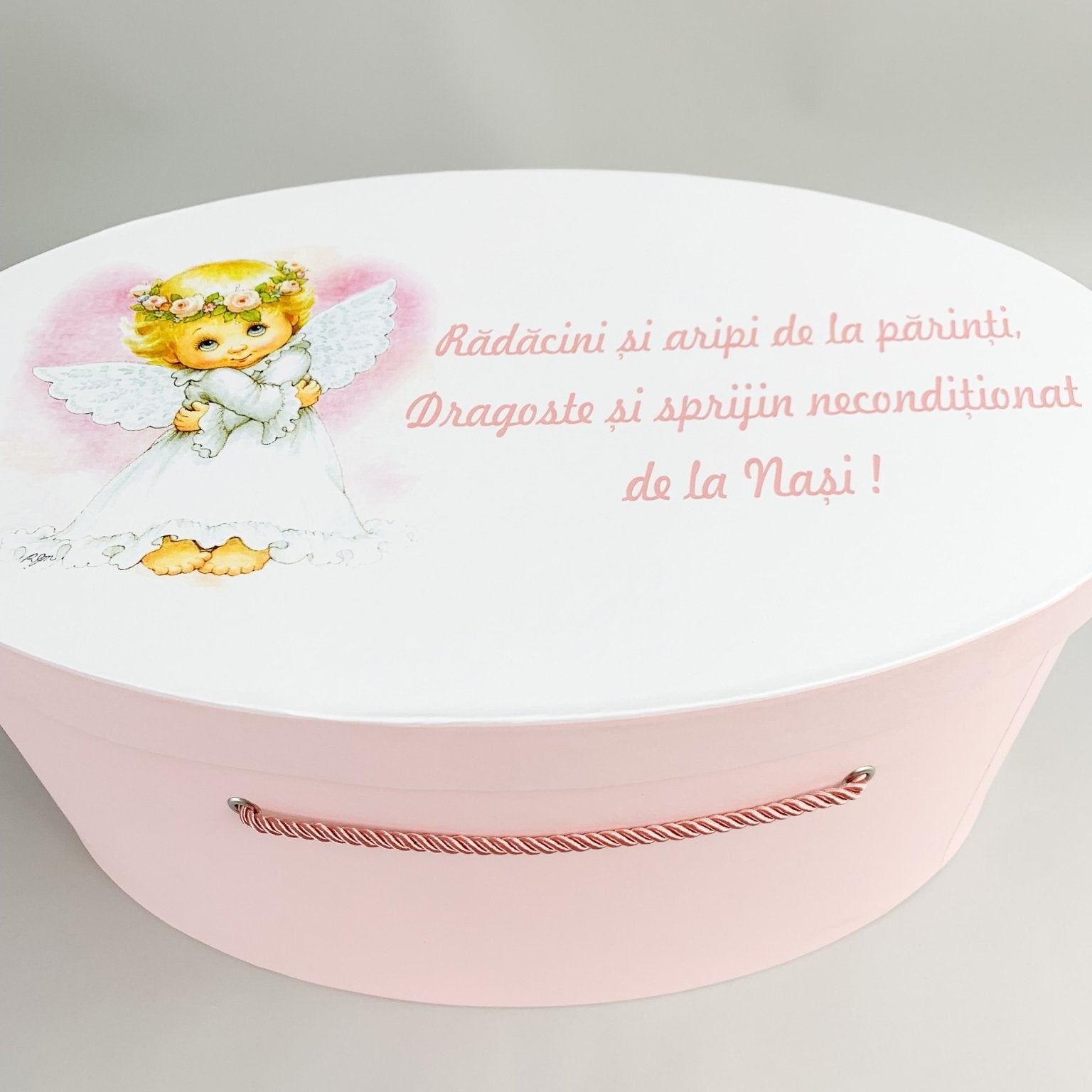 Cufar roz pal cu ingeras - Botez bebelusi