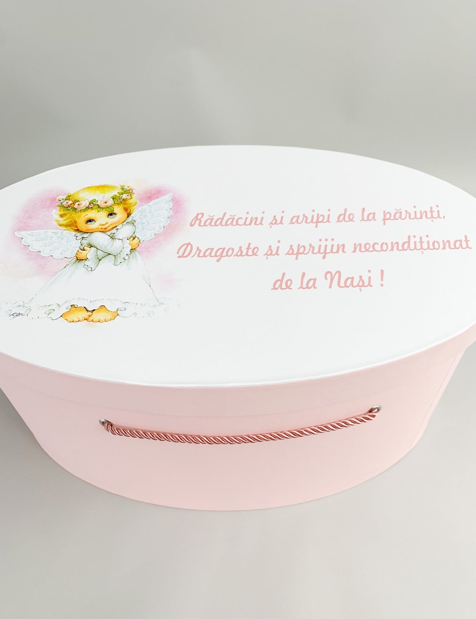 Cufar roz pal cu ingeras - Botez bebelusi