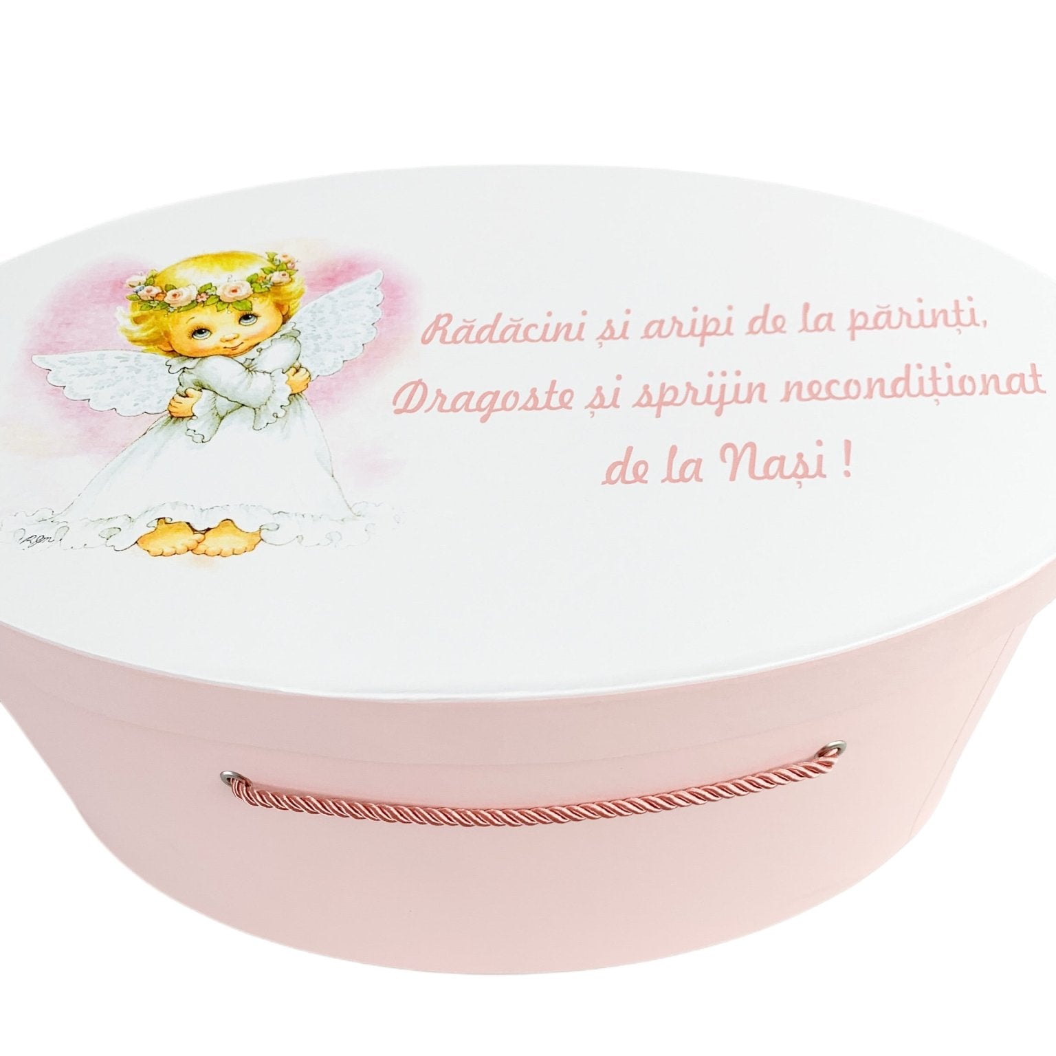 Cufar roz pal cu ingeras - Botez bebelusi