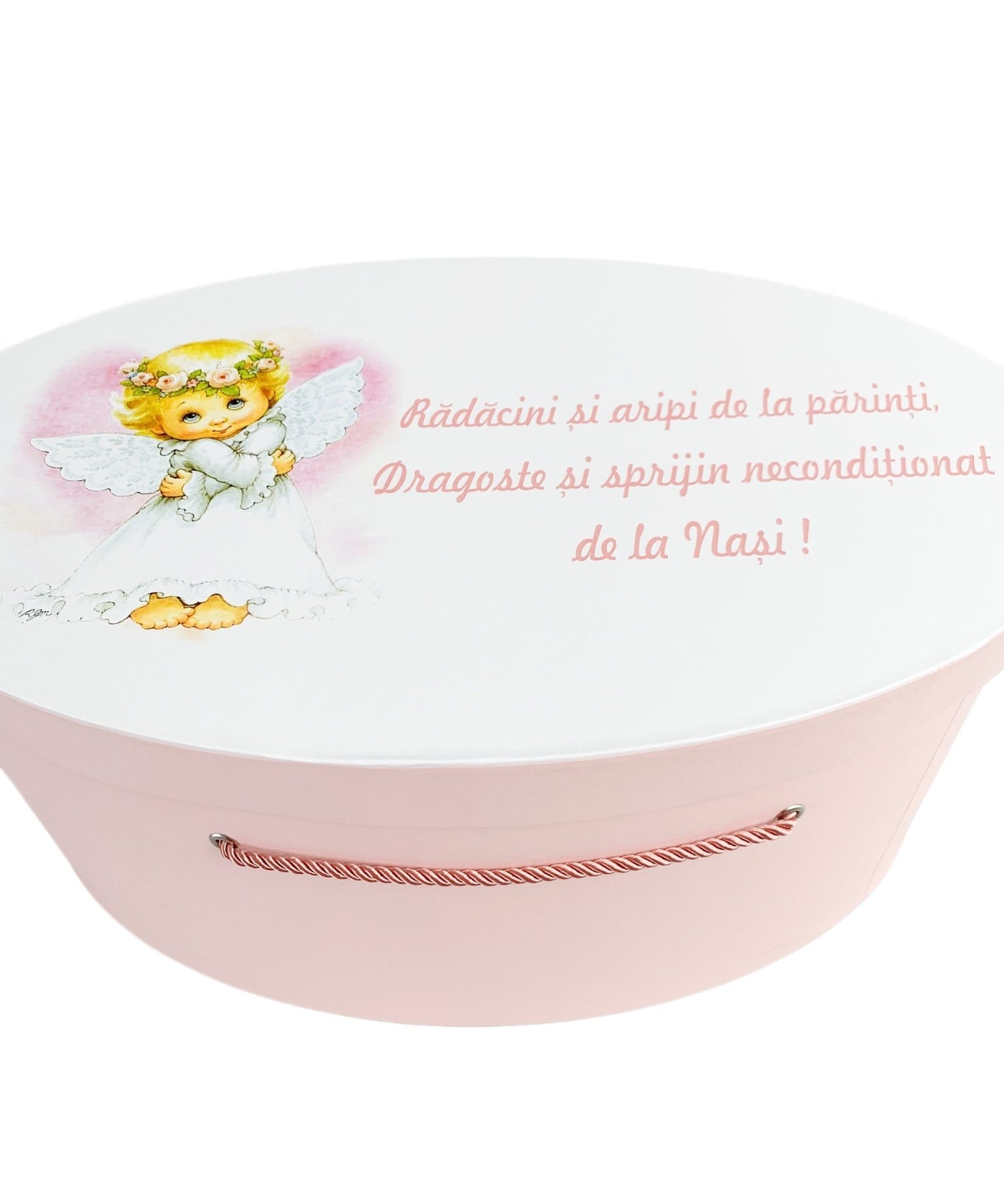 Cufar roz pal cu ingeras - Botez bebelusi