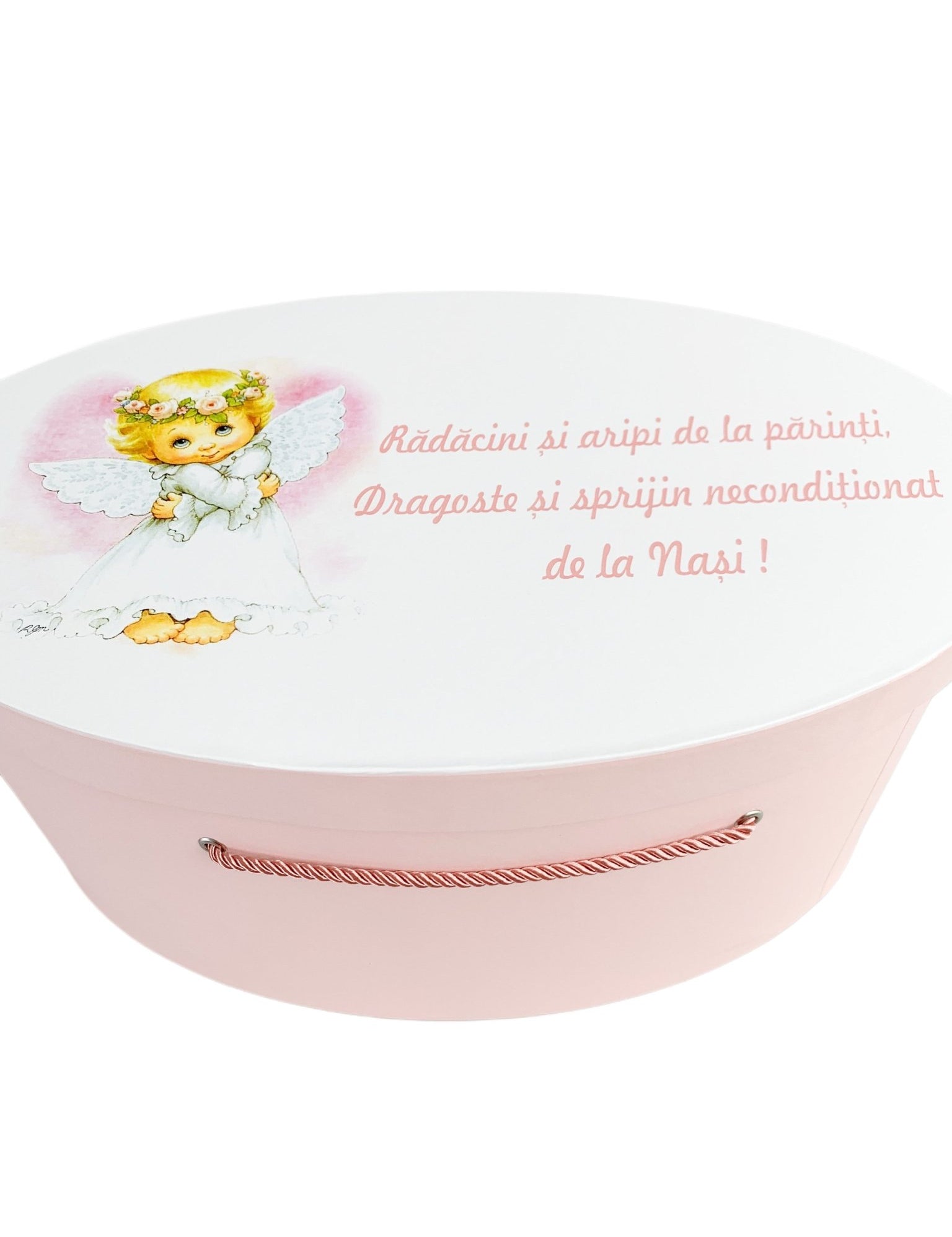 Cufar roz pal cu ingeras - Botez bebelusi