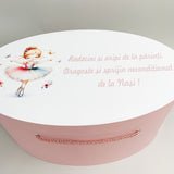 Cufar roz pudra cu balerina - Botez bebelusi