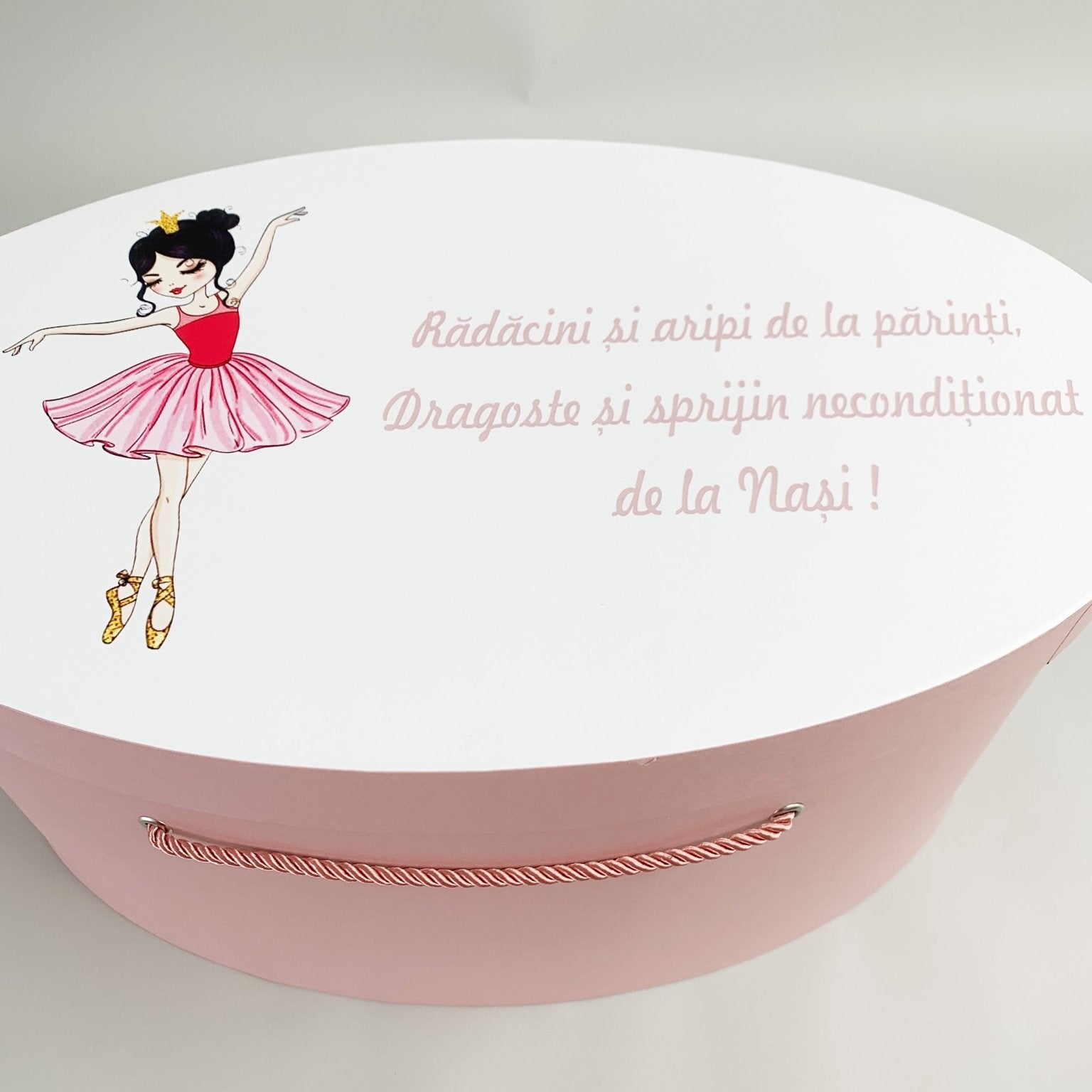 Cufar roz pudra cu fetita dansatoare - Botez bebelusi