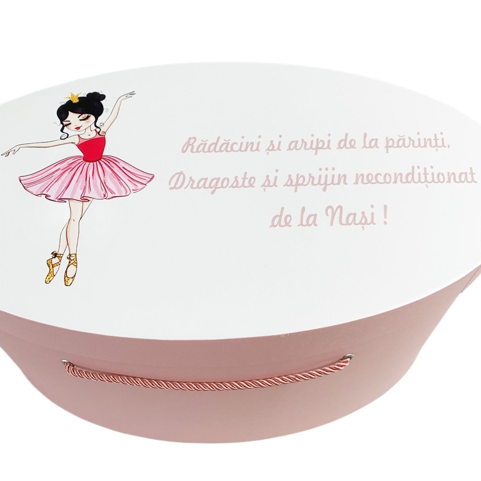 Cufar roz pudra cu fetita dansatoare - Botez bebelusi