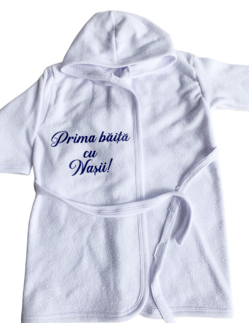 Halat baie baiat “Prima baita cu nasii” – albastru - Botez bebelusi