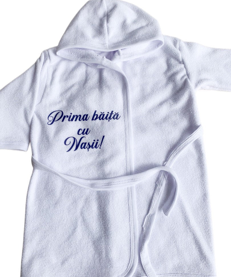 Halat baie baiat “Prima baita cu nasii” – albastru - Botez bebelusi