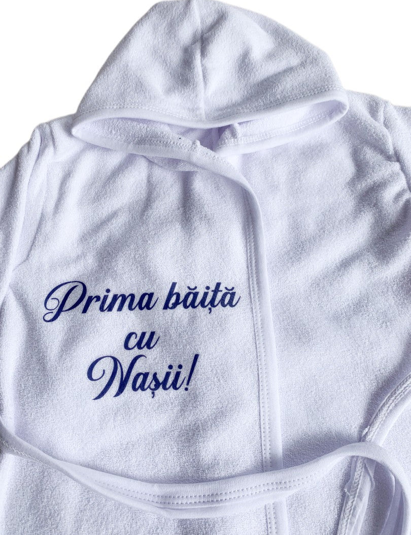 Halat baie baiat “Prima baita cu nasii” – albastru - Botez bebelusi