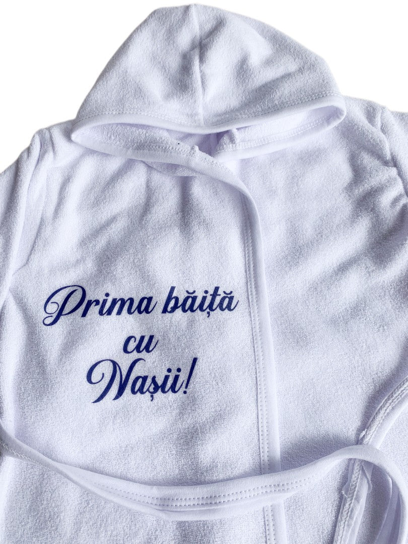 Halat baie baiat “Prima baita cu nasii” – albastru - Botez bebelusi