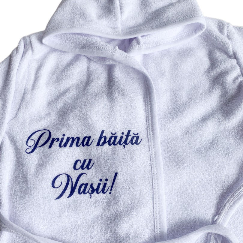 Halat baie baiat “Prima baita cu nasii” – albastru - Botez bebelusi