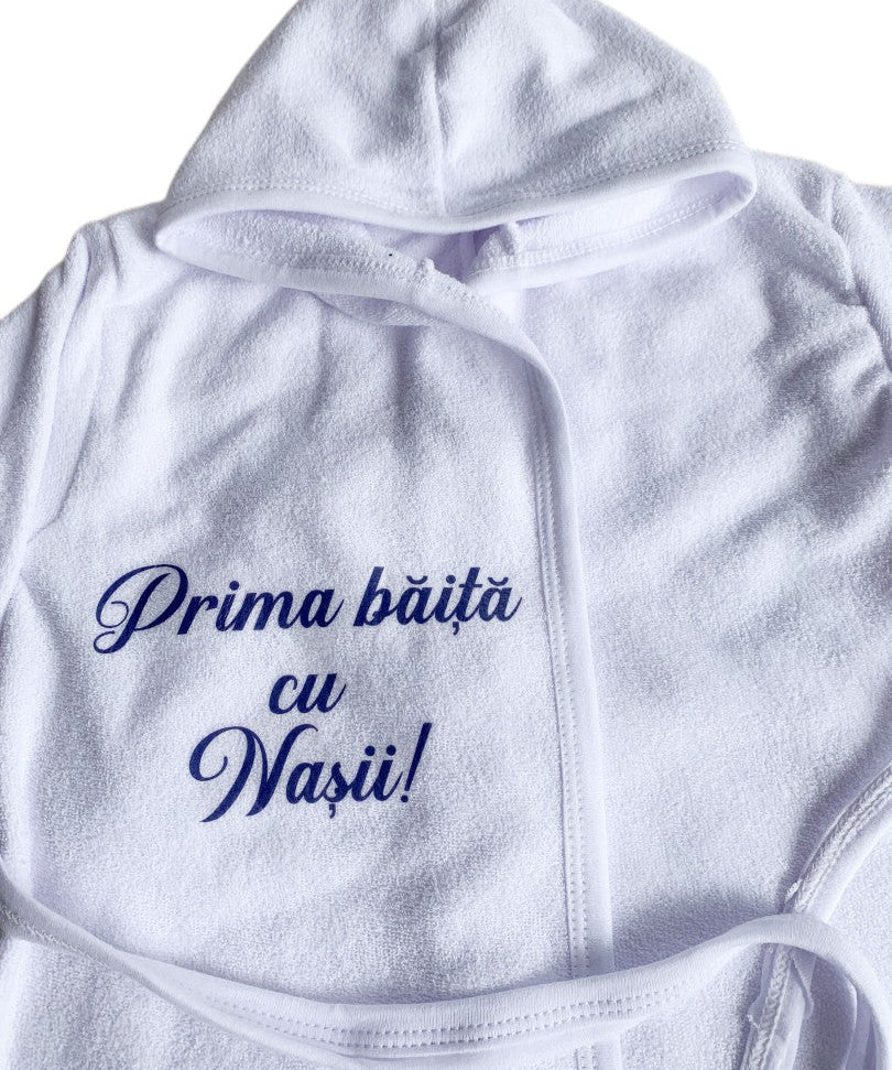 Halat baie baiat “Prima baita cu nasii” – albastru - Botez bebelusi