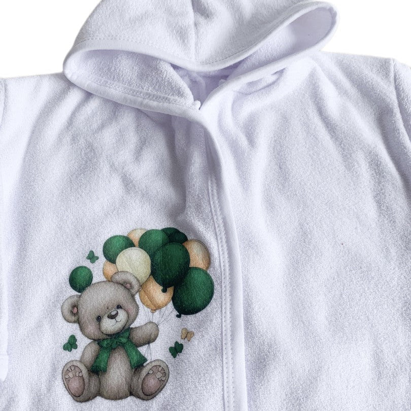 Halat baie bebelus cu ursulet – verde - Botez bebelusi