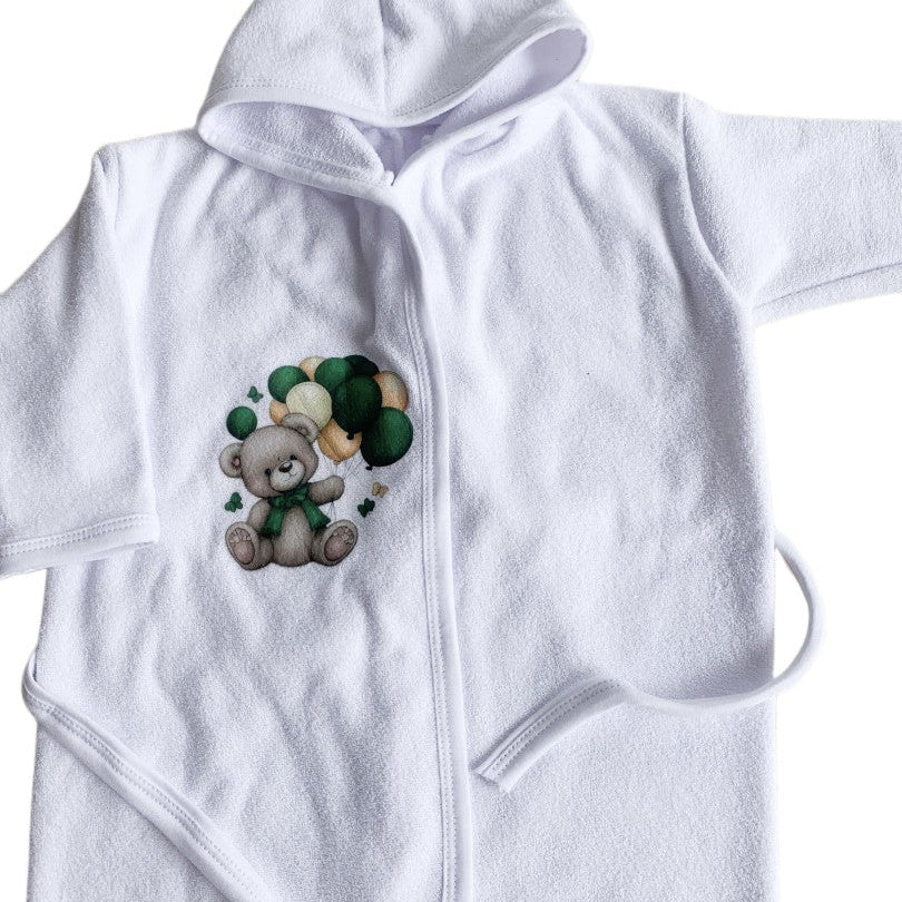 Halat baie bebelus cu ursulet – verde - Botez bebelusi