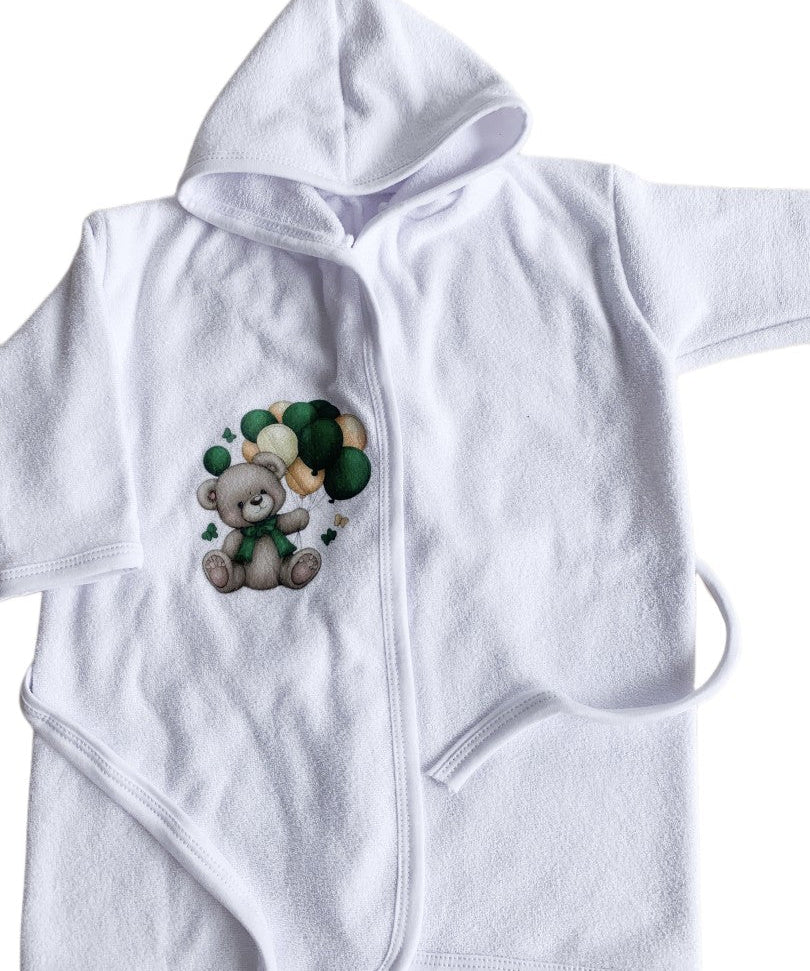 Halat baie bebelus cu ursulet – verde - Botez bebelusi