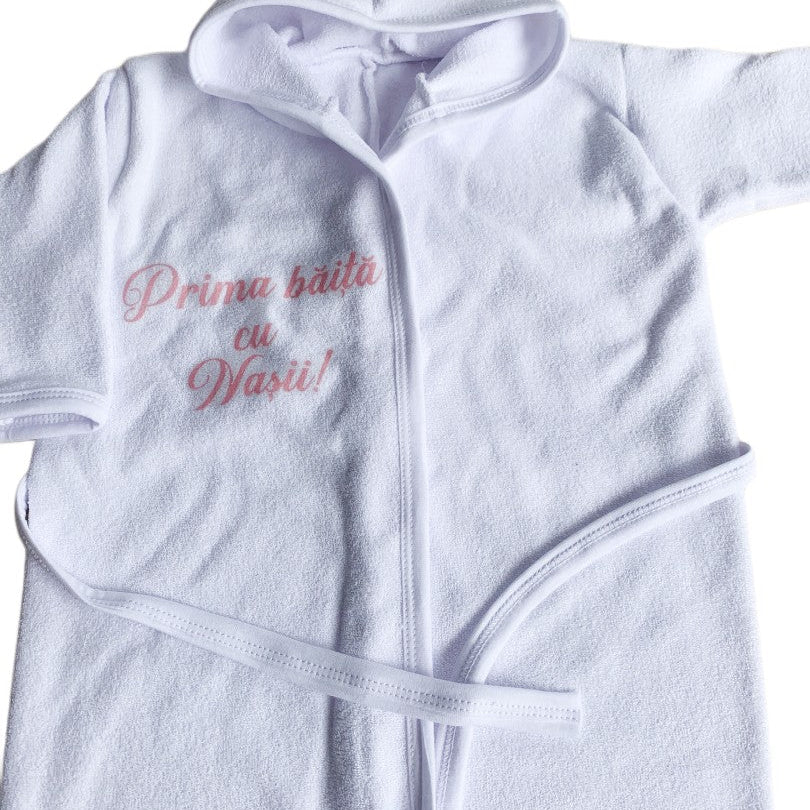 Halat baie fetita “Prima baita cu nasii” – roz - Botez bebelusi