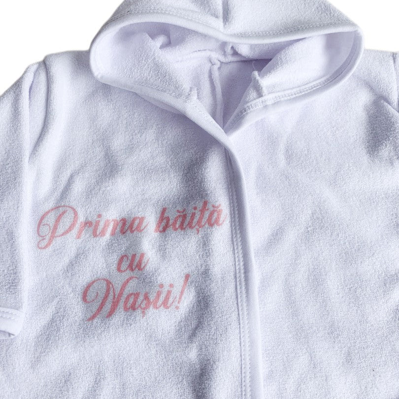 Halat baie fetita “Prima baita cu nasii” – roz - Botez bebelusi