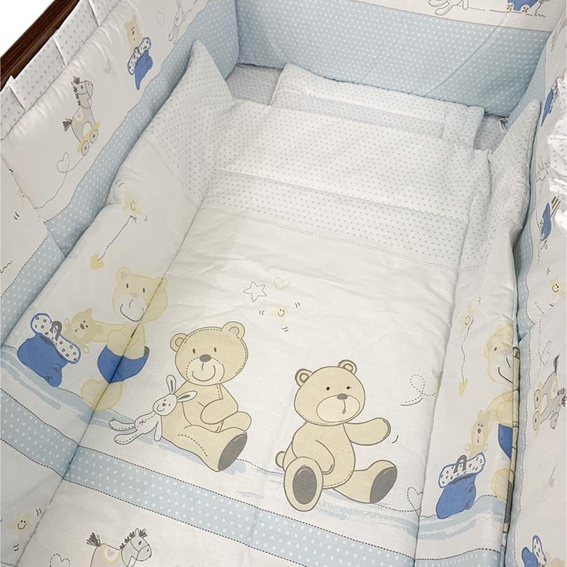 Lenjerie bleo patut 5 piese cu căluț, ursulet si vaporaș - Botez bebelusi