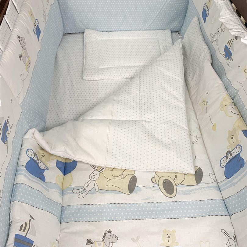 Lenjerie bleo patut 5 piese cu căluț, ursulet si vaporaș - Botez bebelusi