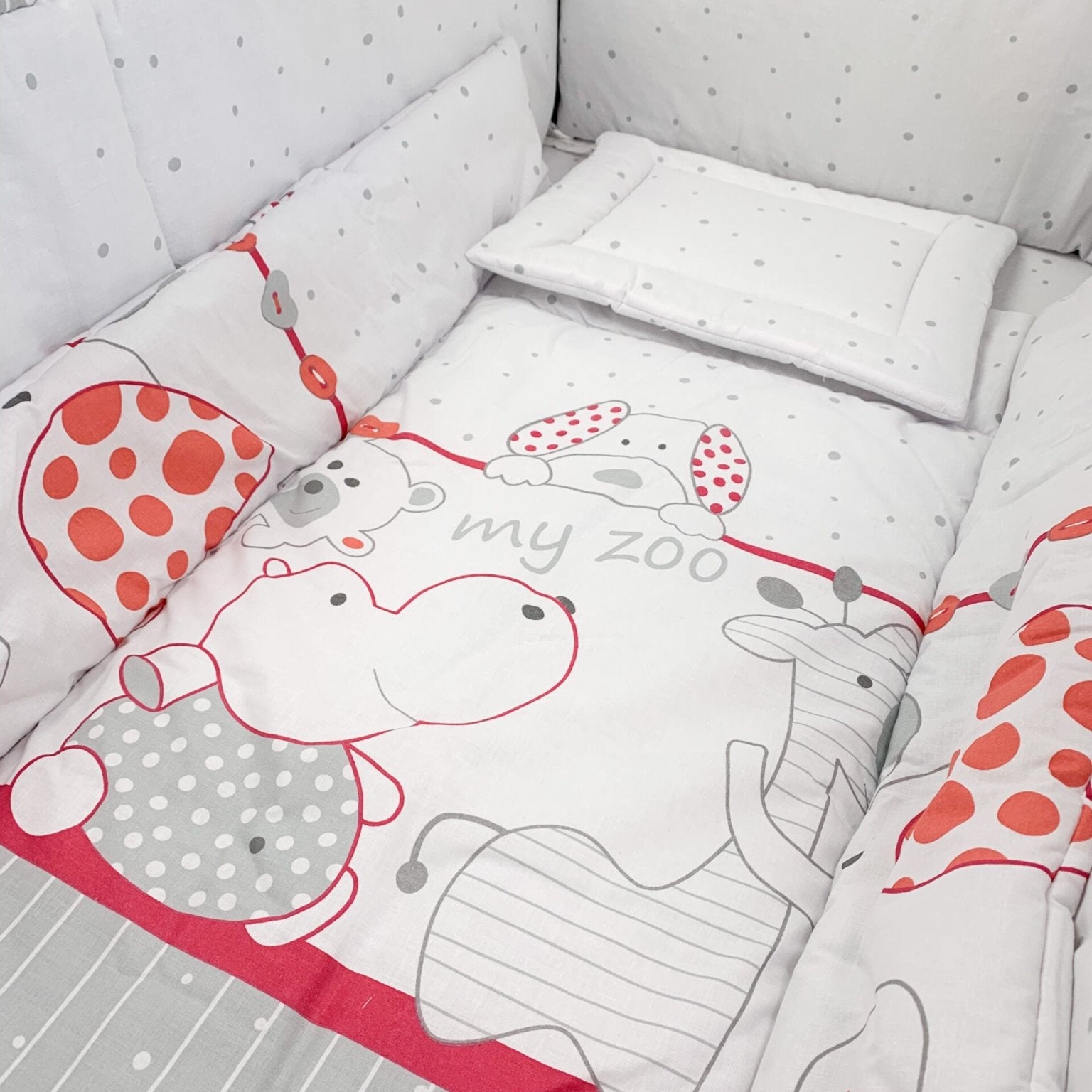 Lenjerie patut bebe girafa rosie - Botez bebelusi