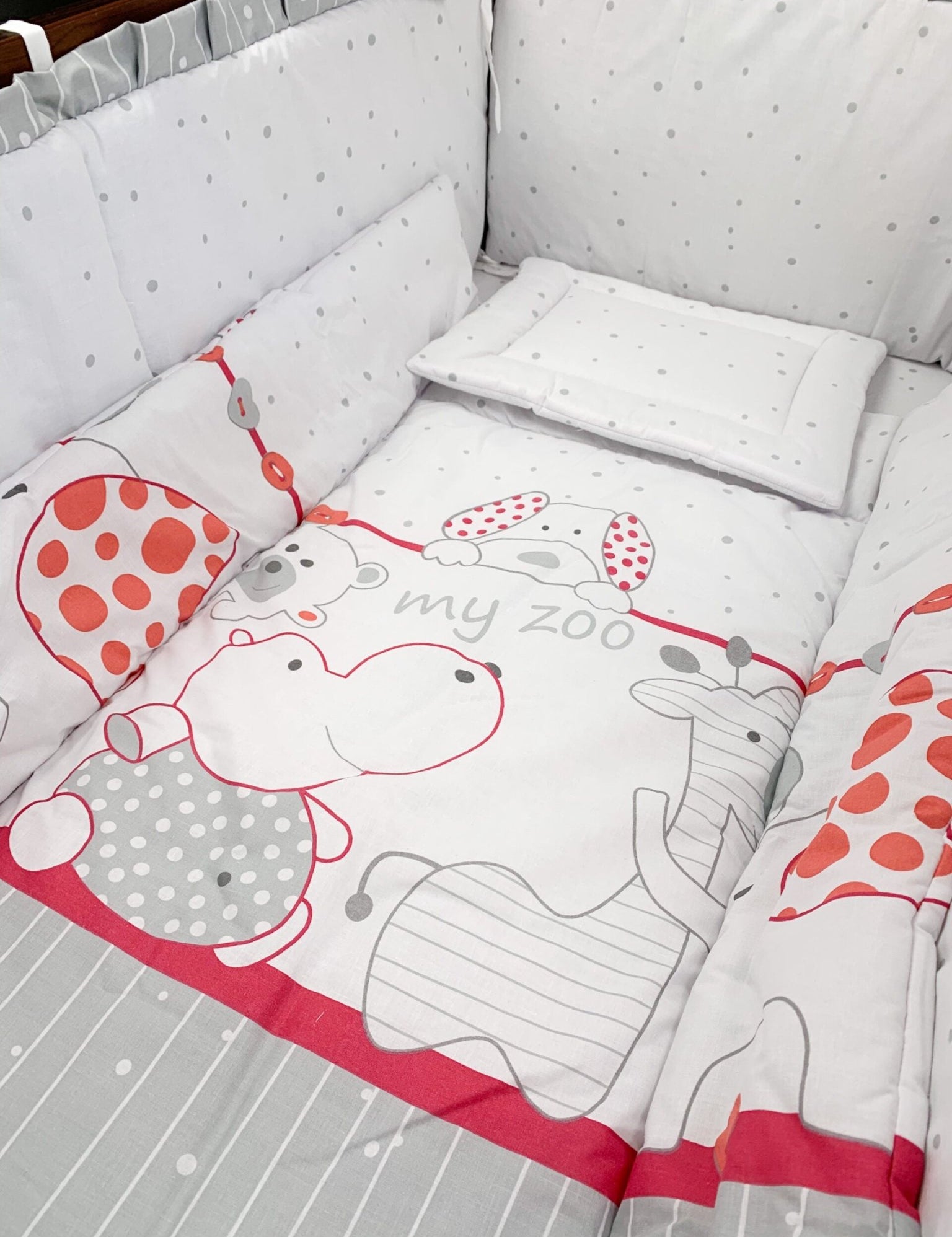 Lenjerie patut bebe girafa rosie - Botez bebelusi