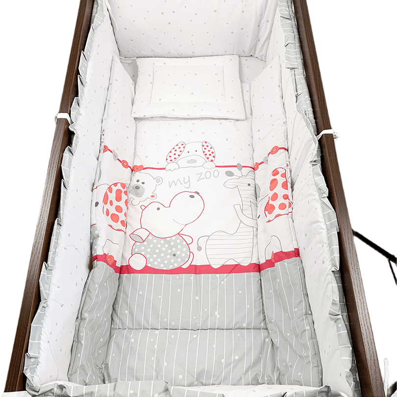 Lenjerie patut bebe girafa rosie - Botez bebelusi