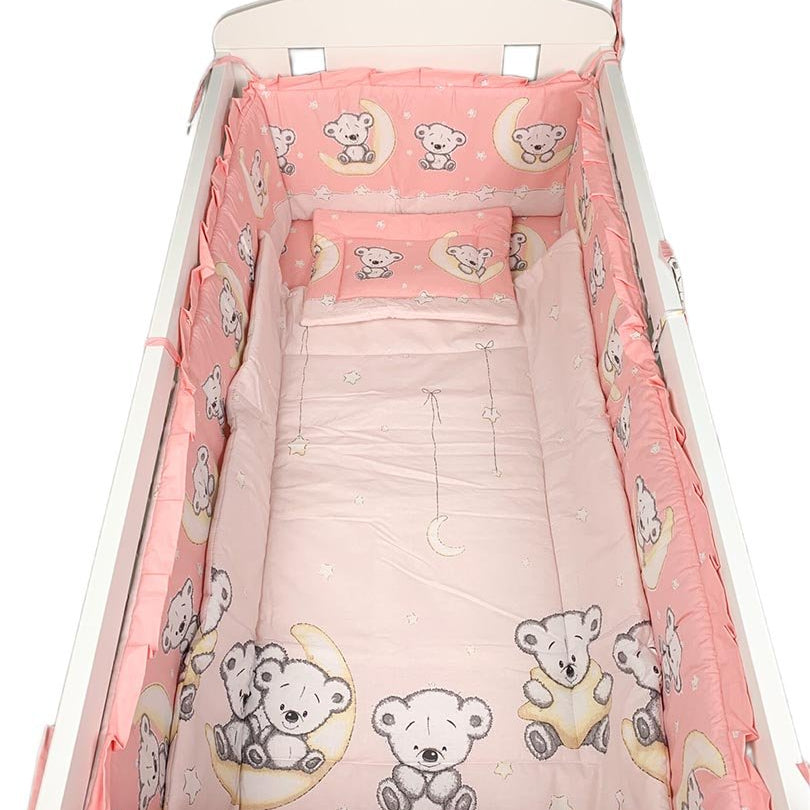 Lenjerie patut fetita ursulet cu semiluna - Botez bebelusi