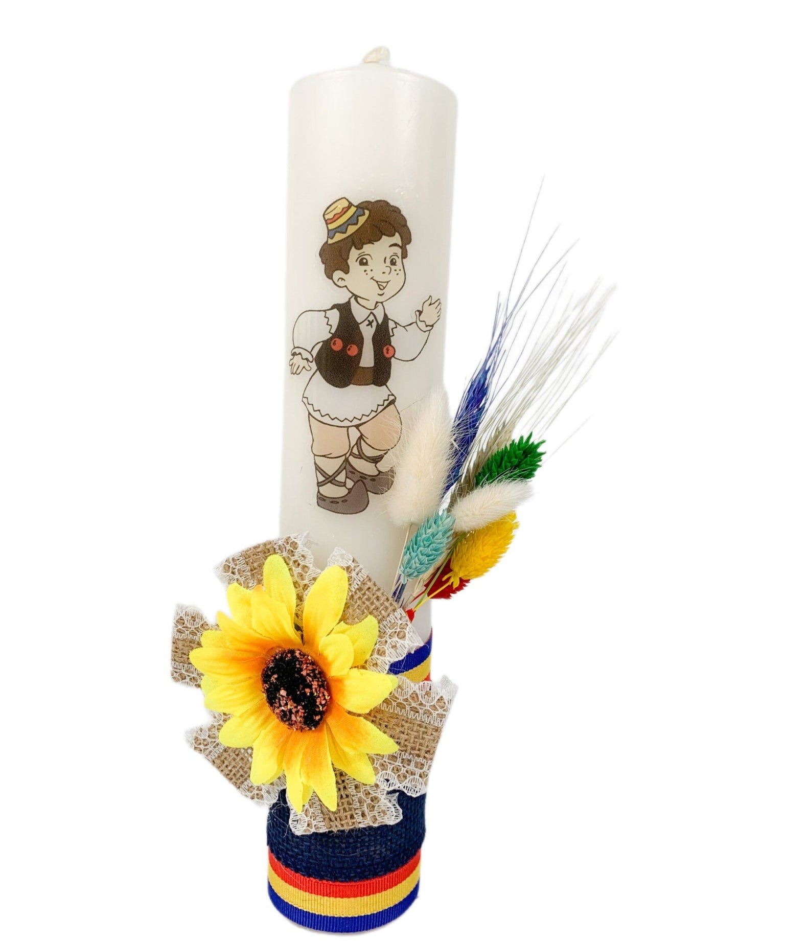 Lumanare baiat traditionala - Botez bebelusi