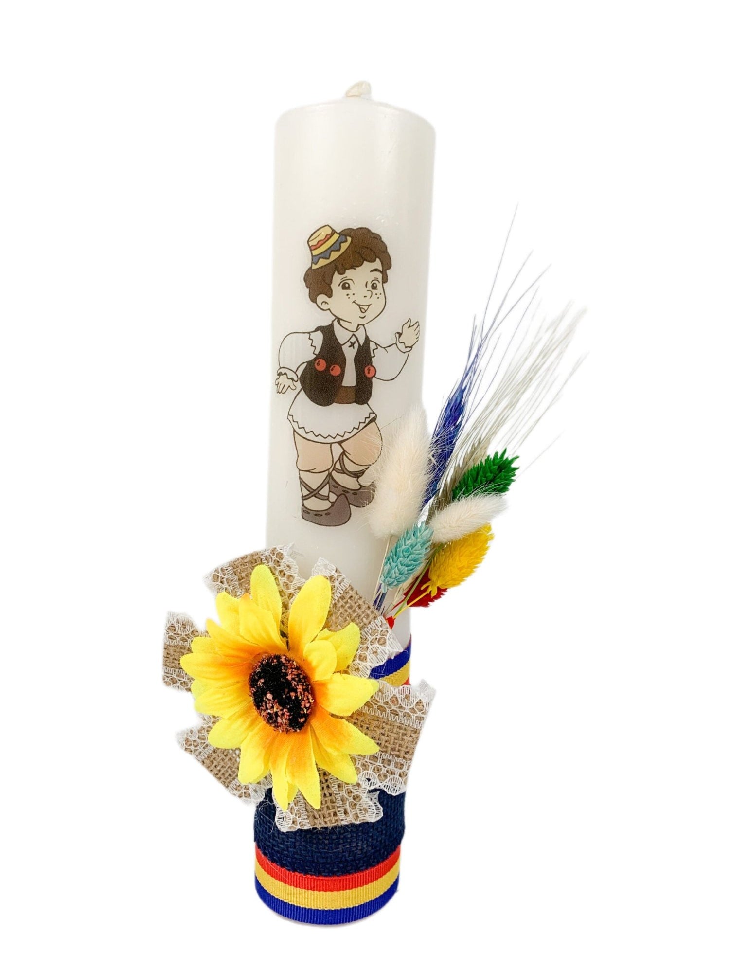 Lumanare baiat traditionala - Botez bebelusi