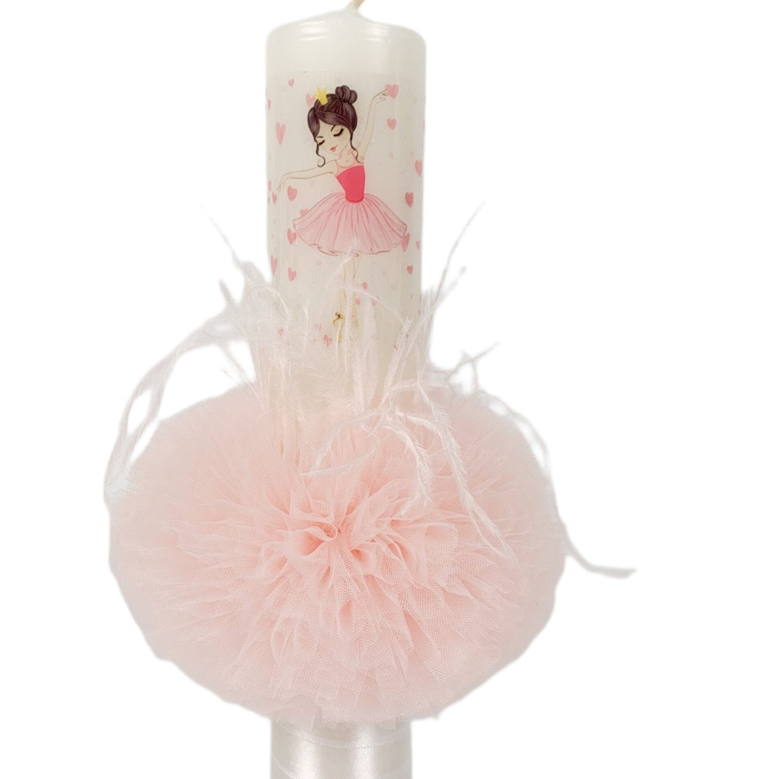 Lumanare botez fetita cu balerina roz - Botez bebelusi
