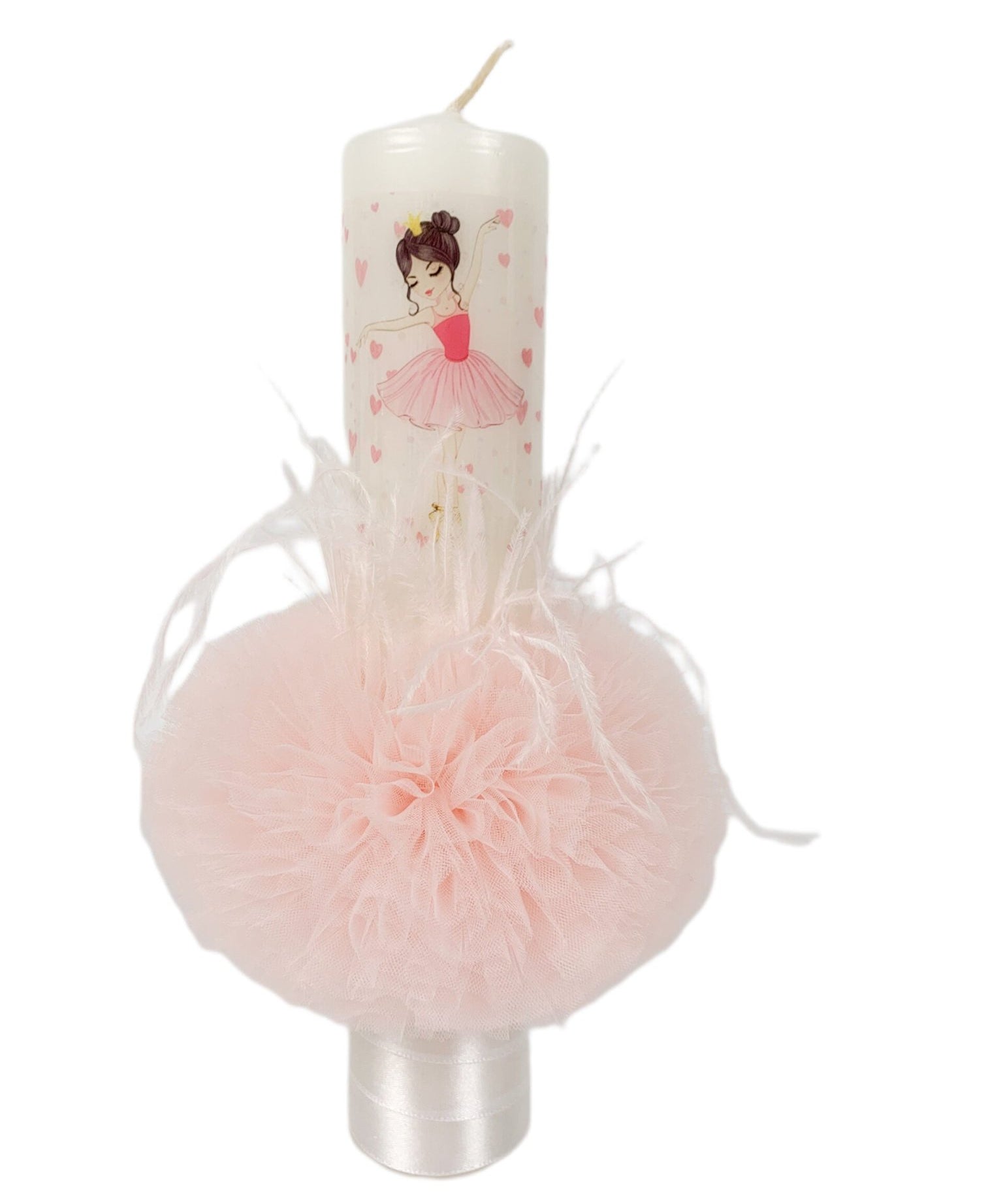 Lumanare botez fetita cu balerina roz - Botez bebelusi