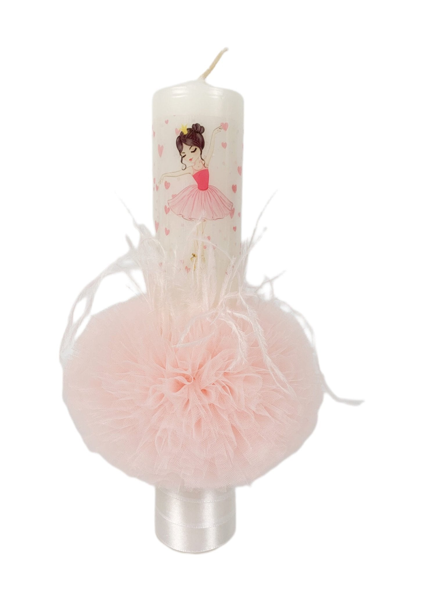 Lumanare botez fetita cu balerina roz - Botez bebelusi