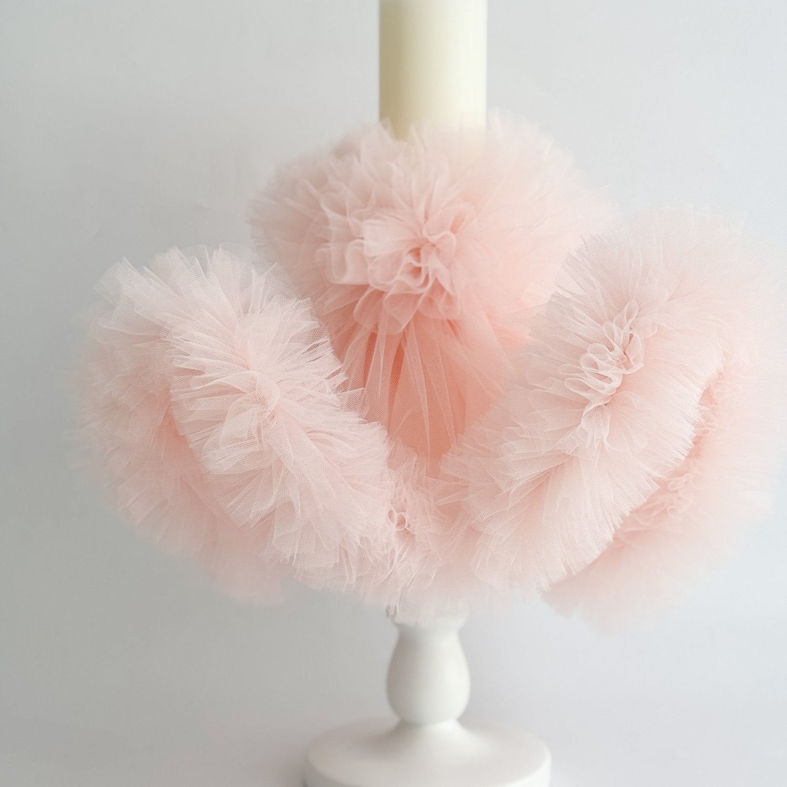 Lumanare botez fetita cu voal roz pal - Botez bebelusi