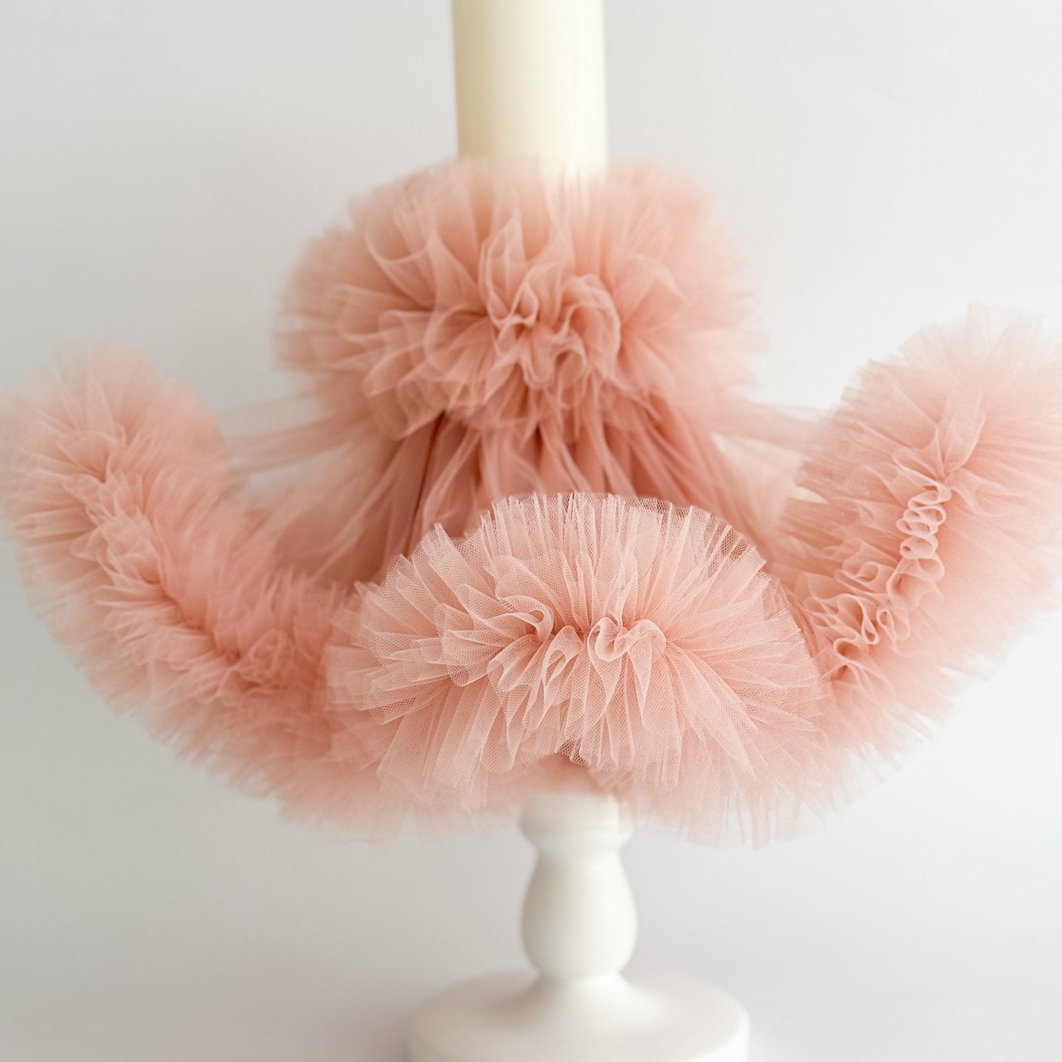 Lumanare botez fetita cu voal roz pudra - Botez bebelusi