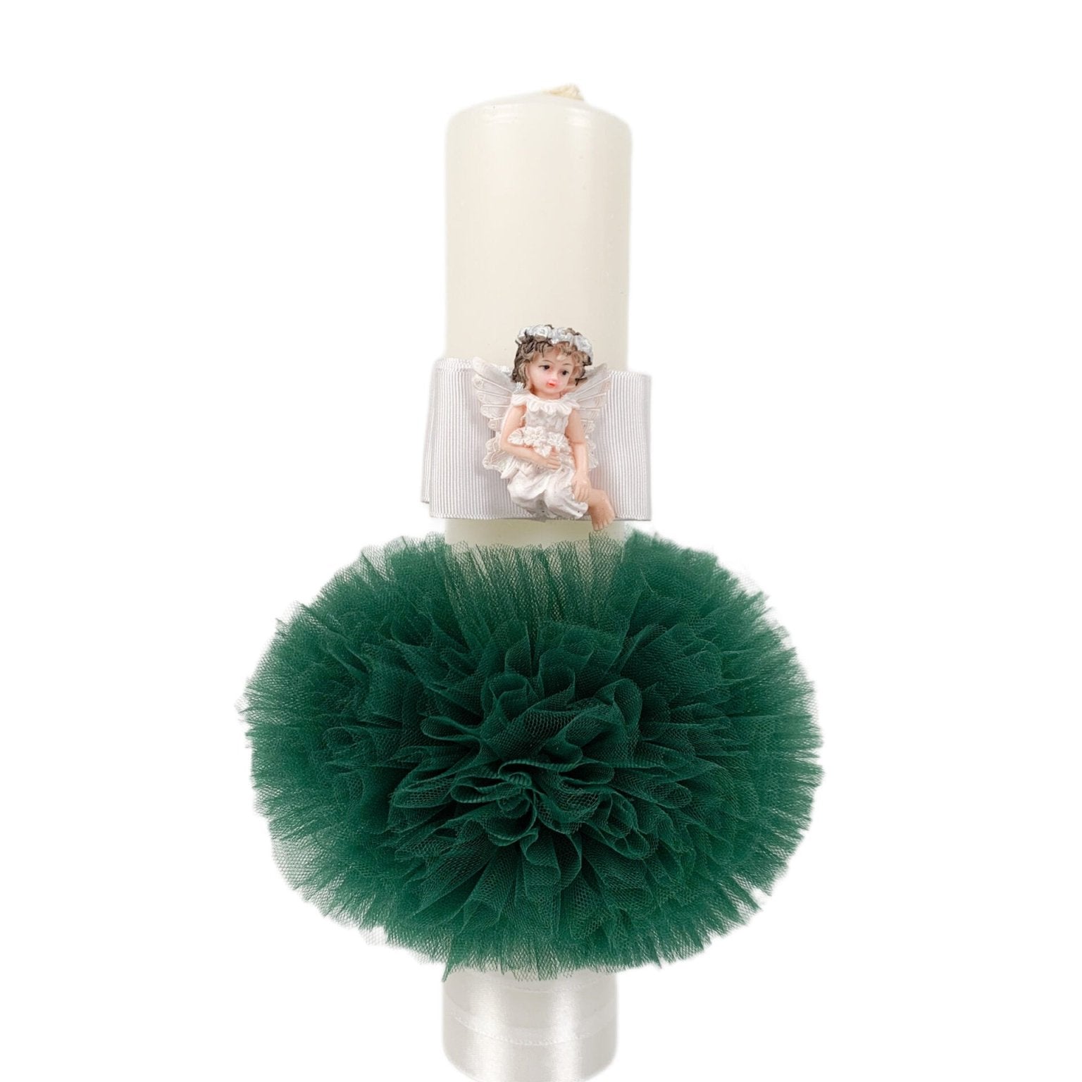 Lumanare botez fetita verde cu ingeras, - Botez bebelusi